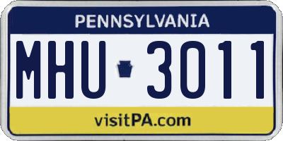 PA license plate MHU3011