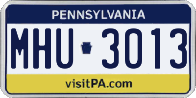 PA license plate MHU3013