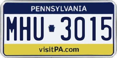 PA license plate MHU3015