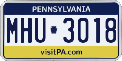 PA license plate MHU3018