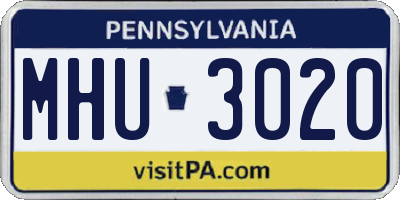 PA license plate MHU3020