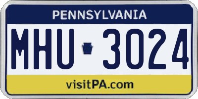 PA license plate MHU3024
