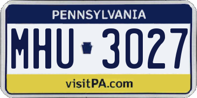 PA license plate MHU3027