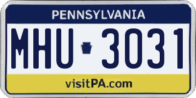 PA license plate MHU3031