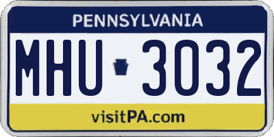 PA license plate MHU3032