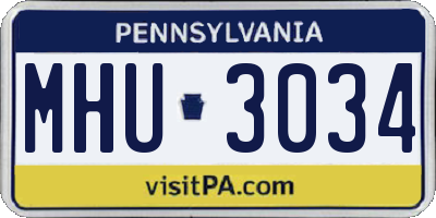 PA license plate MHU3034