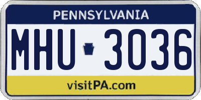 PA license plate MHU3036