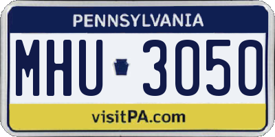 PA license plate MHU3050