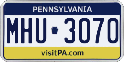 PA license plate MHU3070