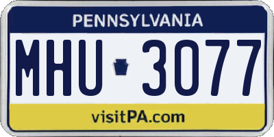 PA license plate MHU3077