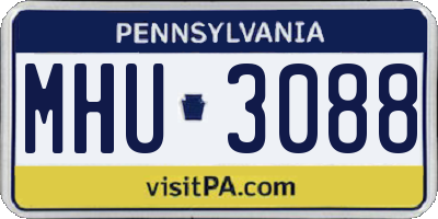 PA license plate MHU3088