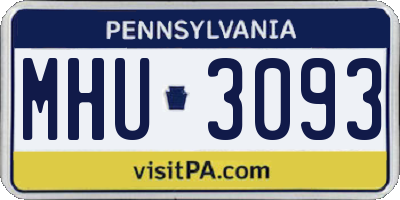 PA license plate MHU3093