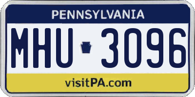 PA license plate MHU3096