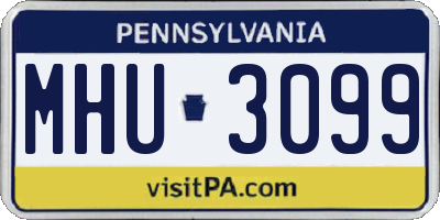 PA license plate MHU3099