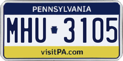 PA license plate MHU3105