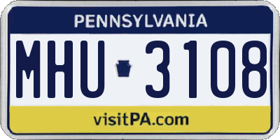 PA license plate MHU3108