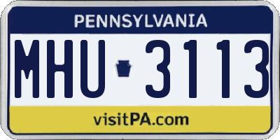 PA license plate MHU3113