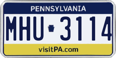 PA license plate MHU3114