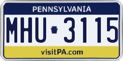 PA license plate MHU3115