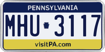PA license plate MHU3117