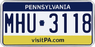PA license plate MHU3118