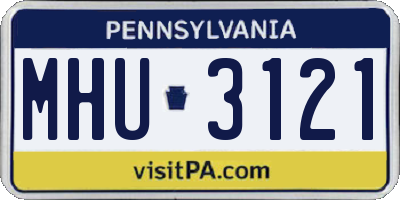 PA license plate MHU3121