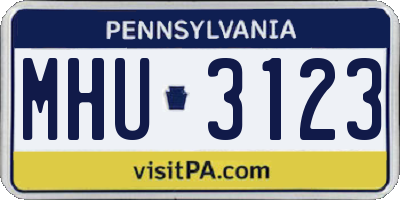 PA license plate MHU3123