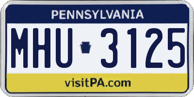 PA license plate MHU3125