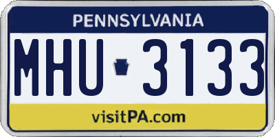 PA license plate MHU3133