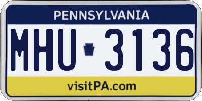 PA license plate MHU3136
