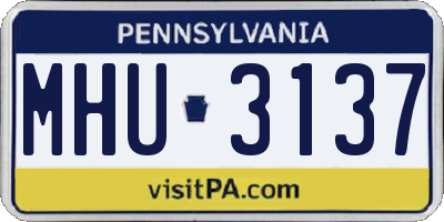 PA license plate MHU3137