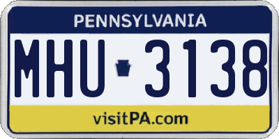 PA license plate MHU3138