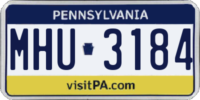 PA license plate MHU3184