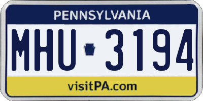 PA license plate MHU3194