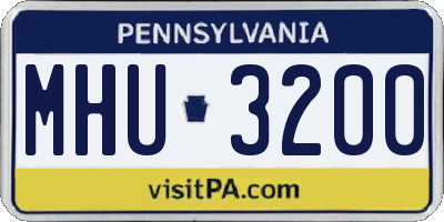 PA license plate MHU3200