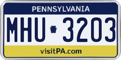 PA license plate MHU3203