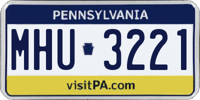PA license plate MHU3221