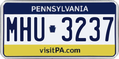 PA license plate MHU3237