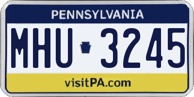 PA license plate MHU3245