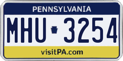 PA license plate MHU3254