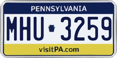 PA license plate MHU3259