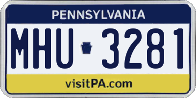 PA license plate MHU3281