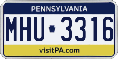 PA license plate MHU3316