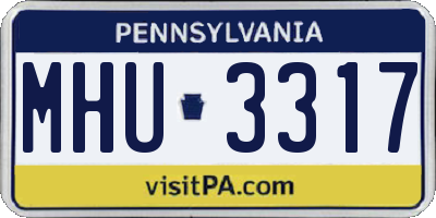 PA license plate MHU3317