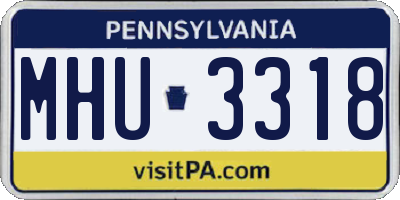 PA license plate MHU3318