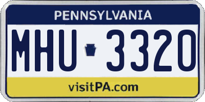 PA license plate MHU3320