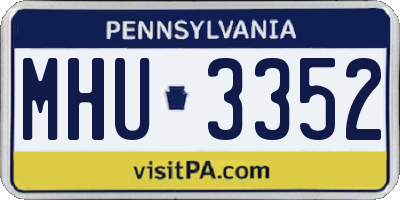 PA license plate MHU3352