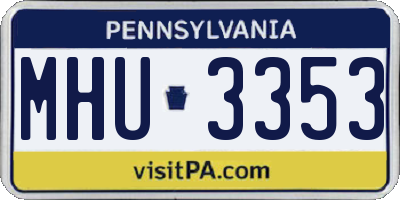 PA license plate MHU3353