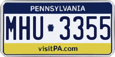 PA license plate MHU3355