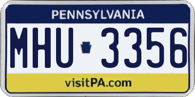 PA license plate MHU3356